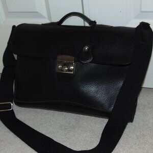 MULHOLLAND BLACK  ALL LEATHER  BRIEFCASE/SATCHEL  WITH KEY